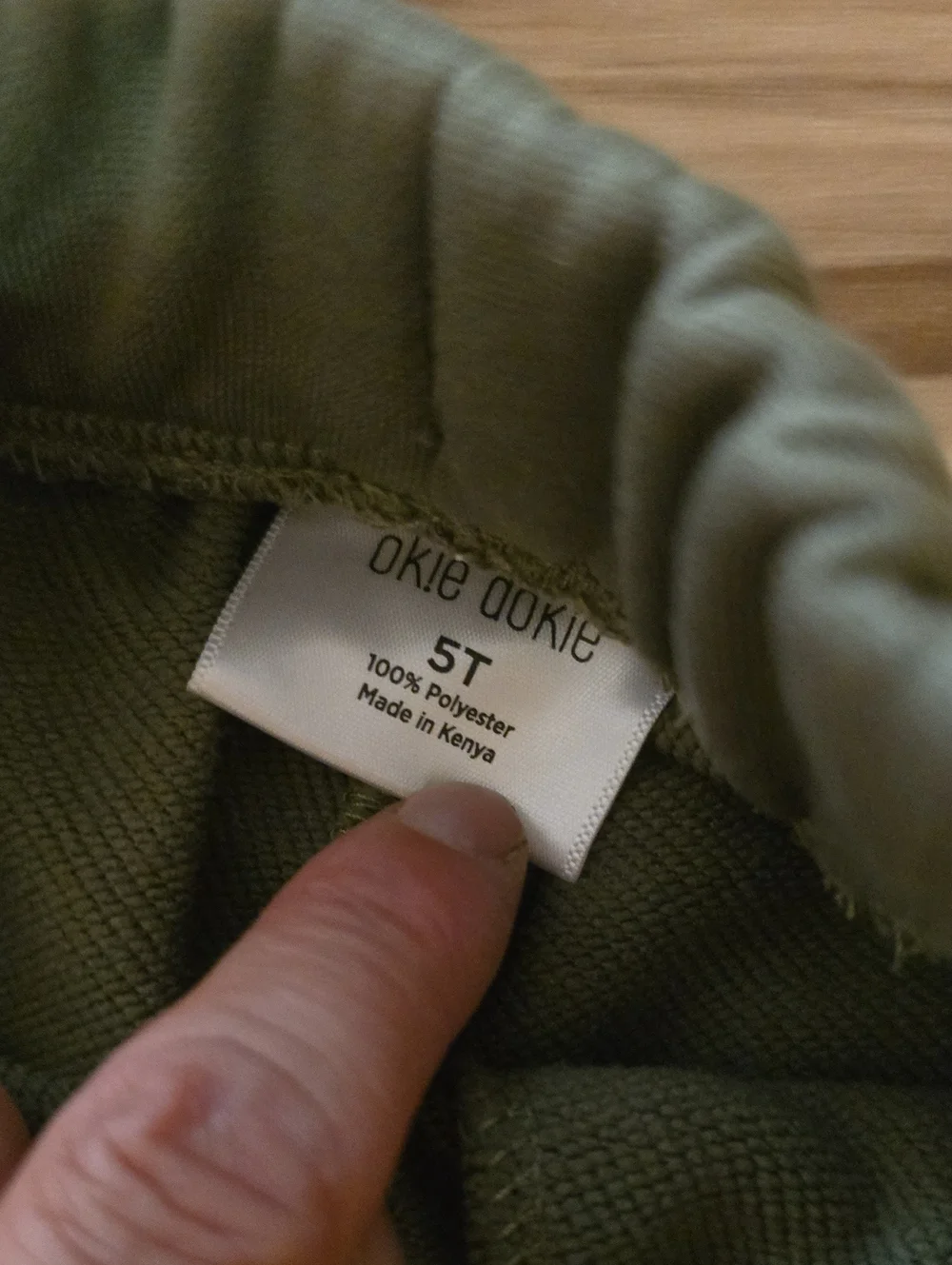 okie dokie 5T Olive Green Jogger Pants with Black Side Panels